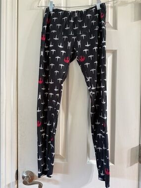 Disney Black Buttery Soft Leggings with White Starfighter and Red Rebel Emblems